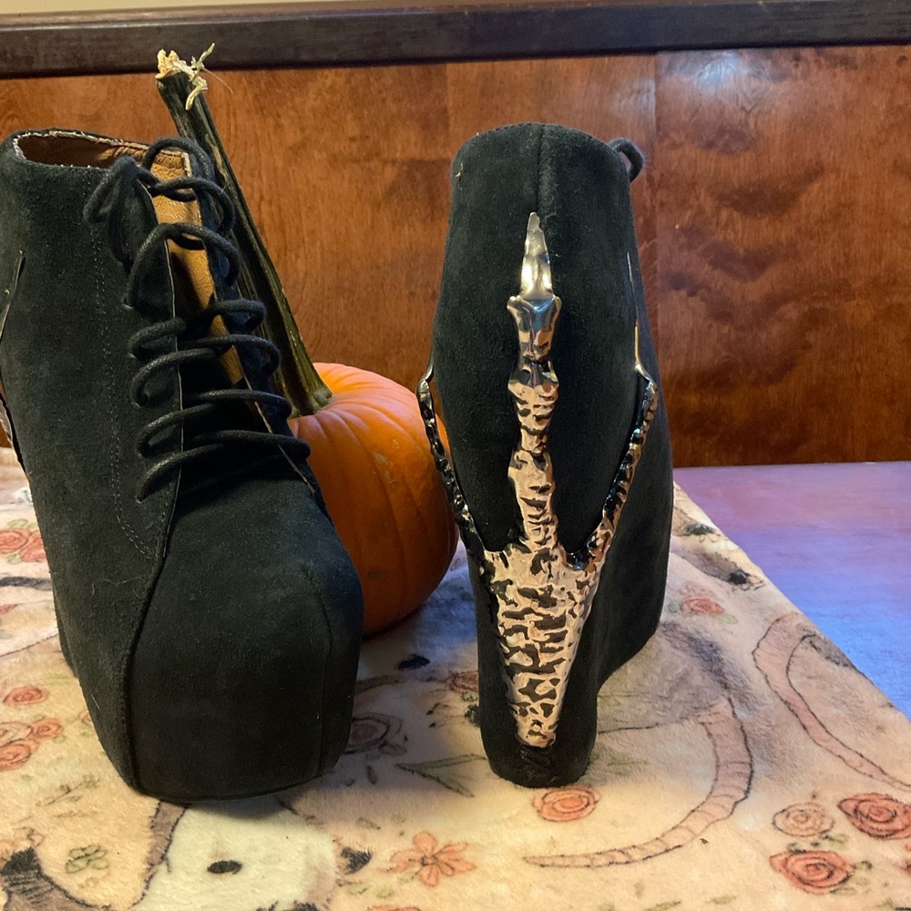 Jeffrey Campbell Black Suede Platform Lita Claw Booties